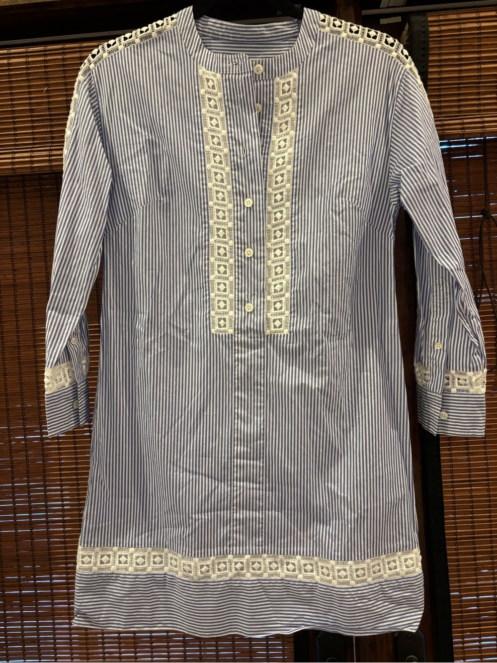J. Crew Blue and White Stripe Shirtdress 0P